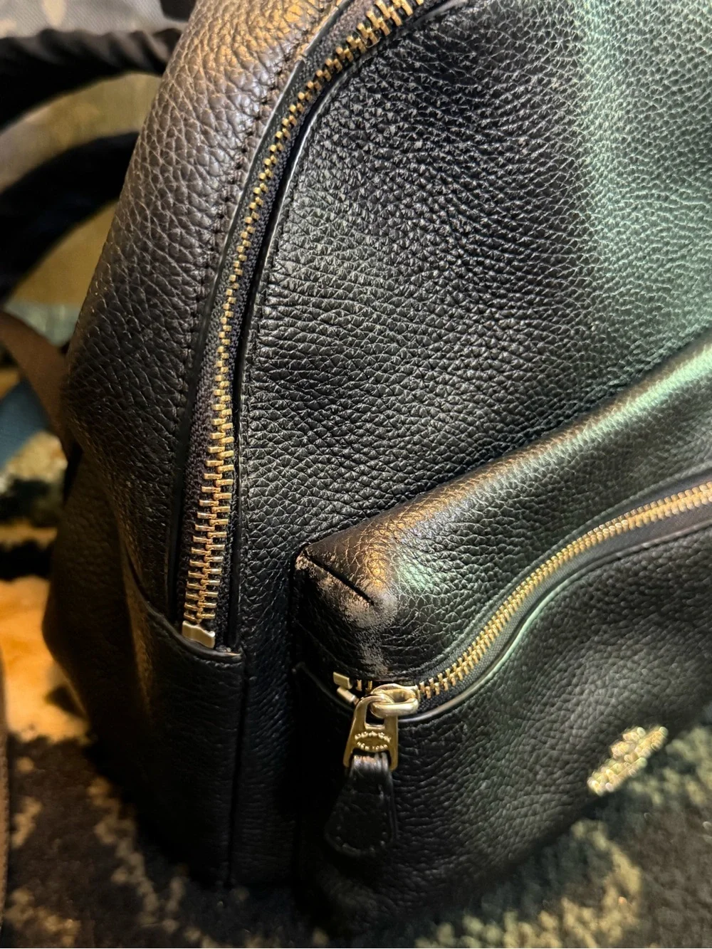 Coach Mini Charlie Black Pebbled Leather Backpack